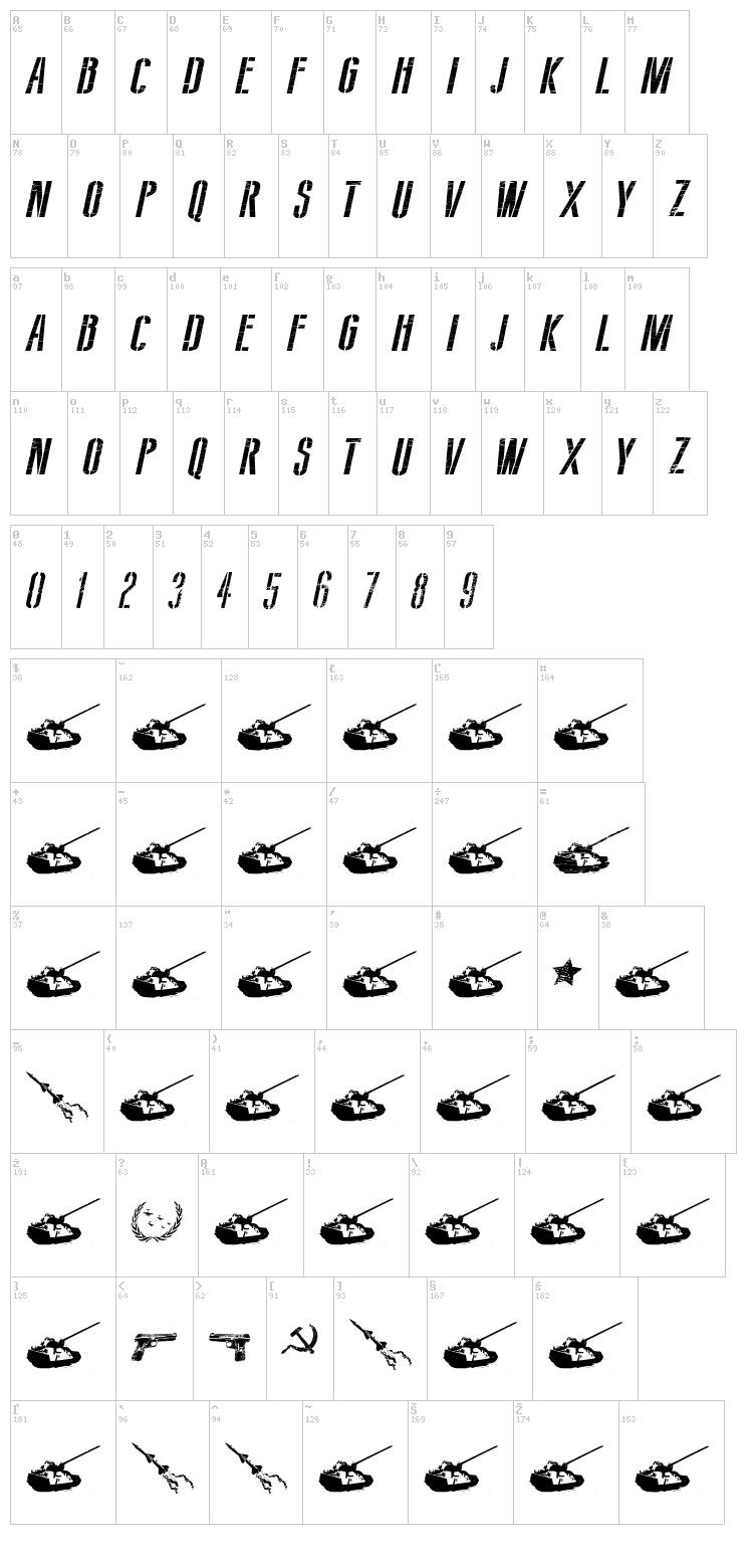 Soviet Style font map